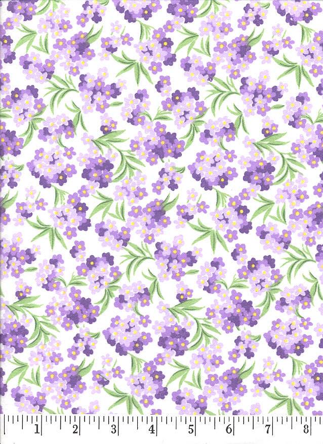 Small purple flowers on a white/cream background.