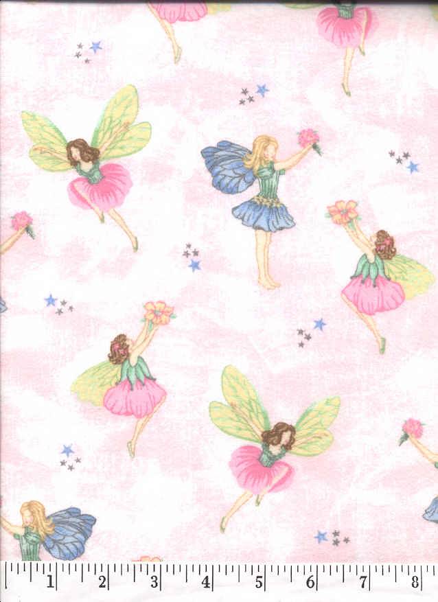 Little fairies flying around on this super soft flannel.