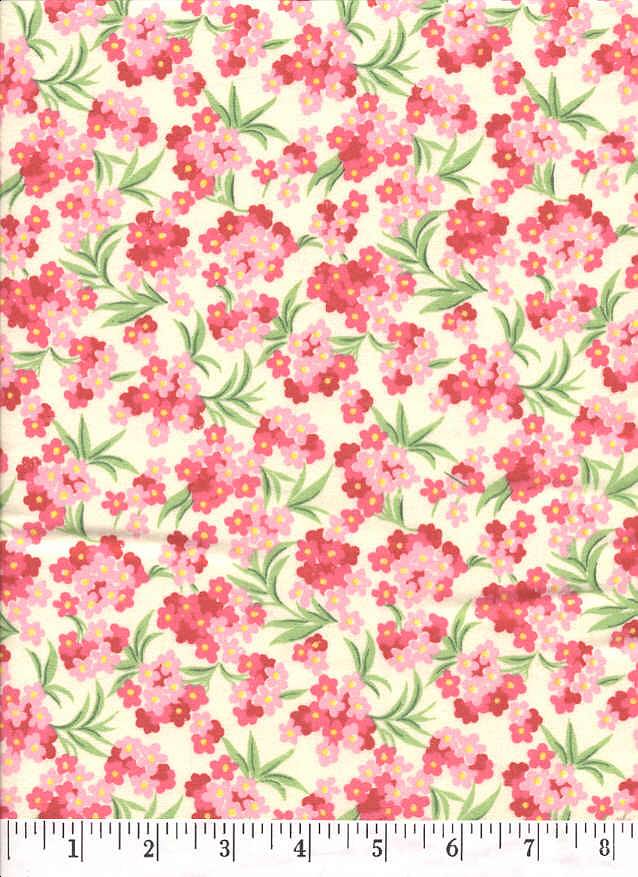 Small pink flowers on a cream background.