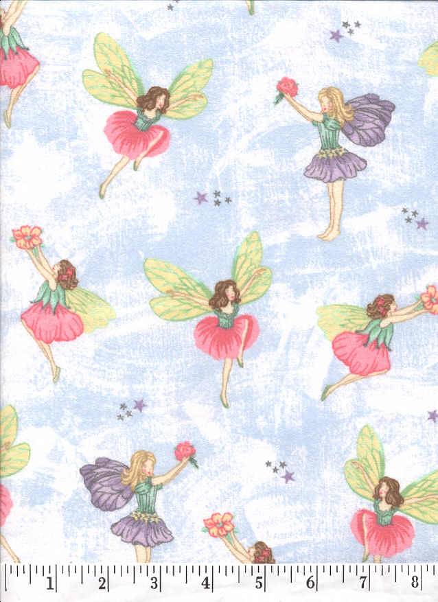 Little faires fly around on this super soft flannel.