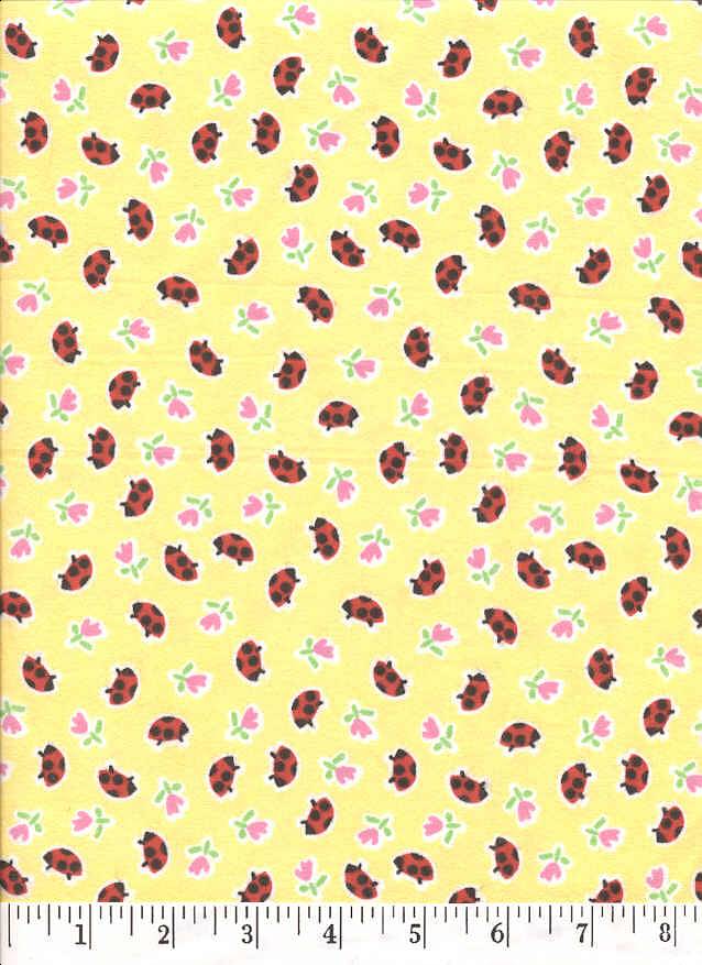 Lady bugs on a yellow background.