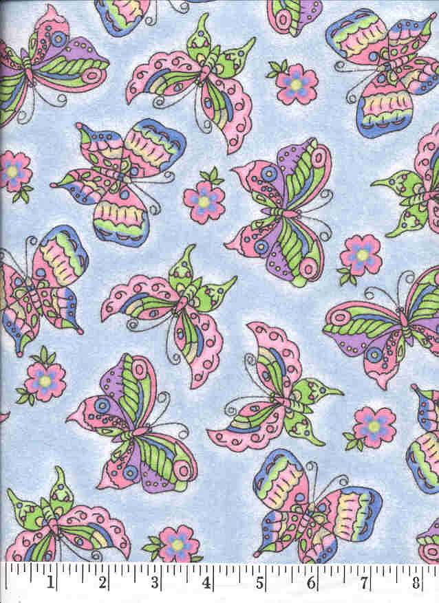 Butterflies on a pastel blue background.