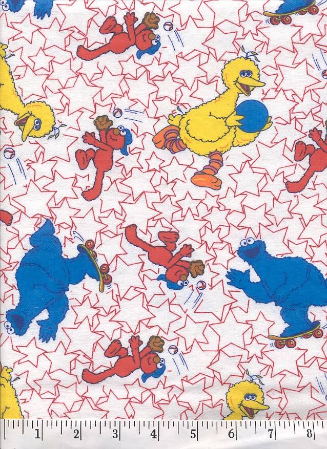 Enjoy some of your favorite Sesame Street characters on a Star background playing baseball.