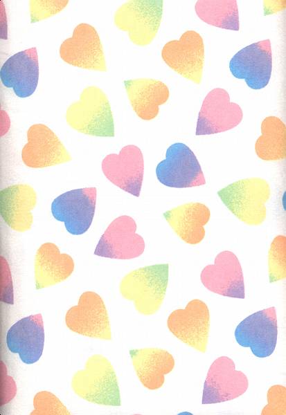 Beautiful soft flannel with rainbow colored hearts on a  white background.