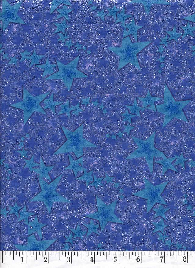 Silver metallic & Blue stars on a blue sky.