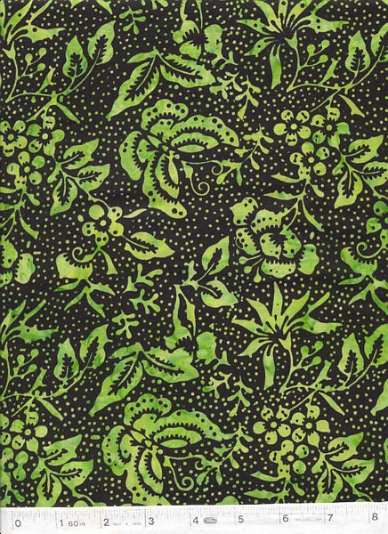 Delicate flowers and  butterflies on a lime-black colored background by Hoffman.