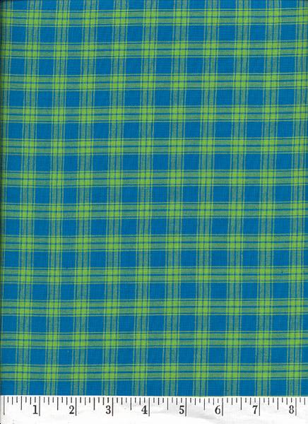This stunning plaid is in Bright Teal Blue and Lime Green.