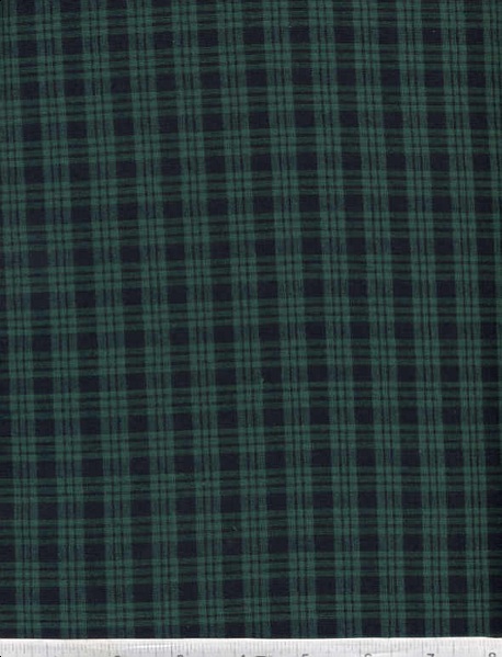 Dark green and black small check cotton fabric. 43/44