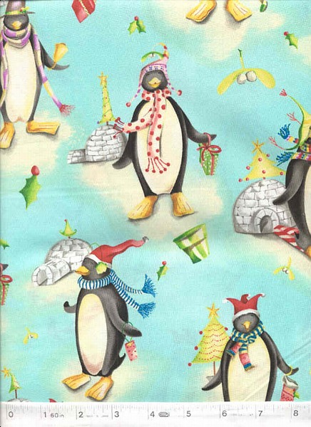 These are the cutest penguins all decked out in their mittens and caps.