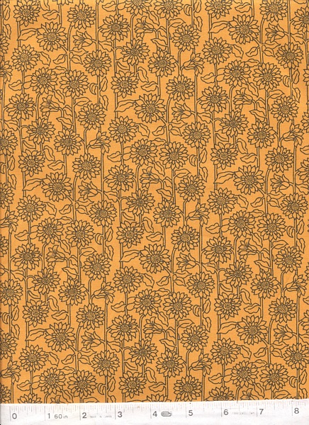 A lovely small floral print on a orange background by Fabric Freedom.