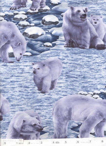 Fun loving polar bear on a blue ice flows.