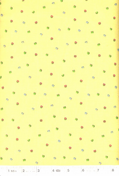 Cheery multi-colored polka dots cover this sunny yellow flannel fabric by David Textiles.