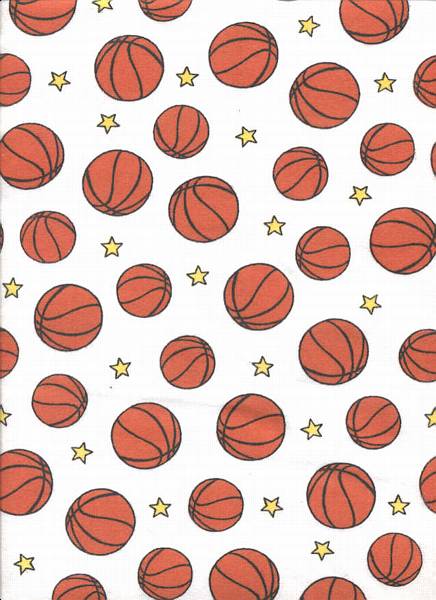 Wonderful soft white flannel with basketballs and stars.