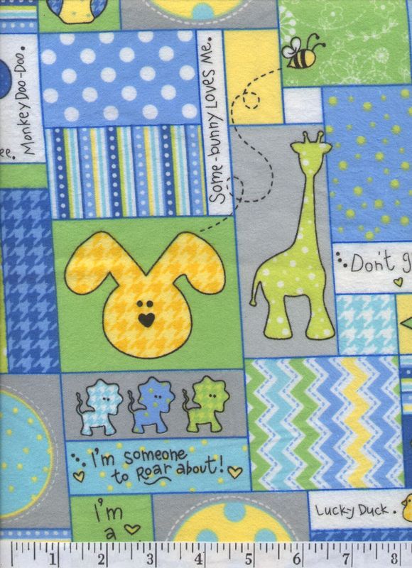 Some bunny loves you...flannel fabric with animals and wonderful pastel colors for a soft project.