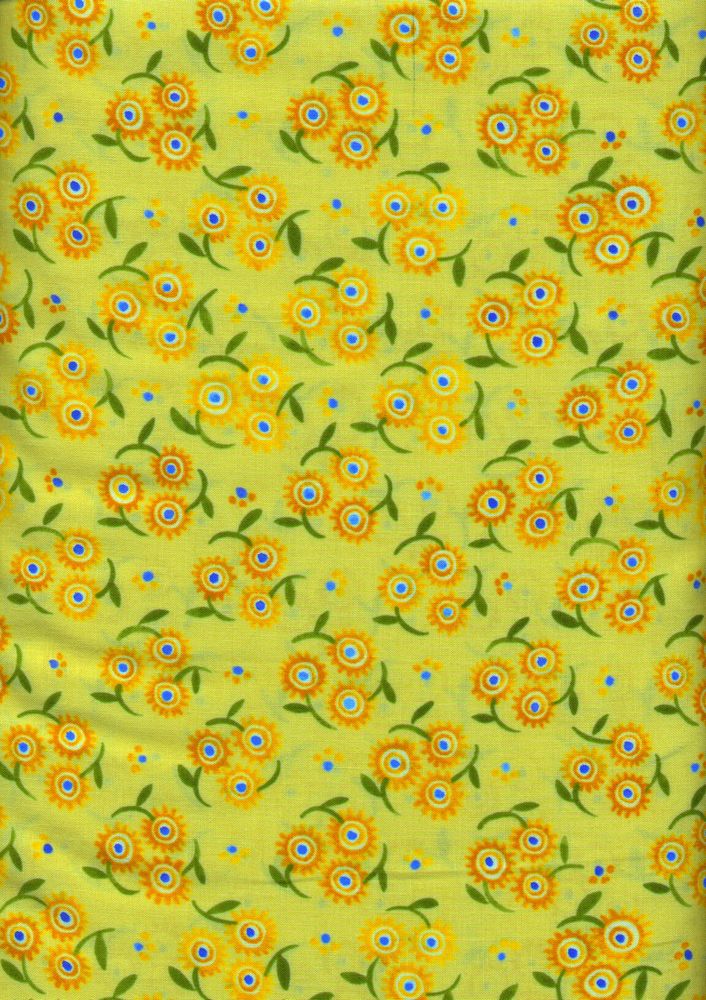 A lovely floral fabric in shades of golden yellow.
