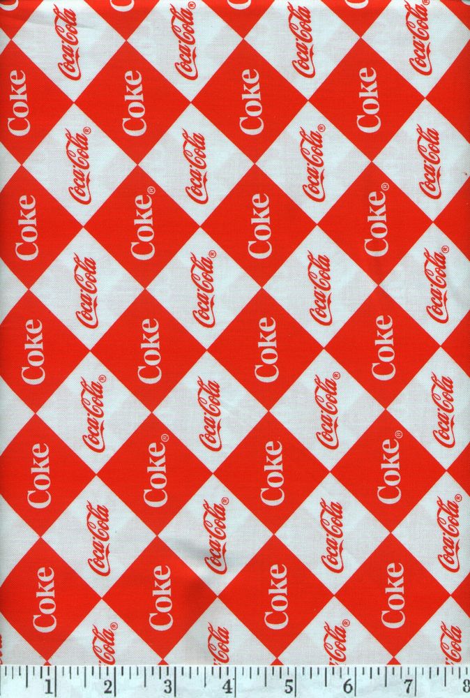 Bright red and white checkerboard with the Coca Cola logo.